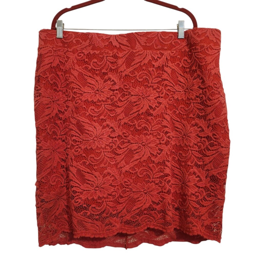 Torrid Coral Lace Pencil Knee Length Skirt Size 3 (3X) - Picture 3 of 7